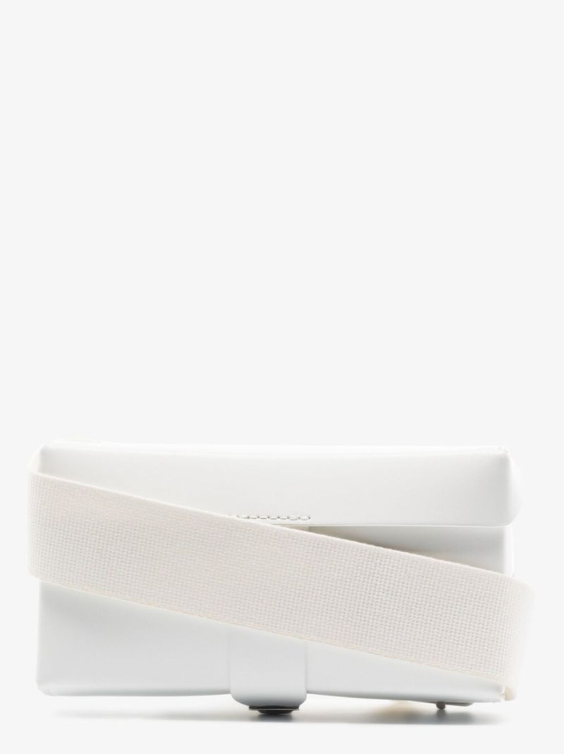 White Toolbox Small Leather Cross Body Bag