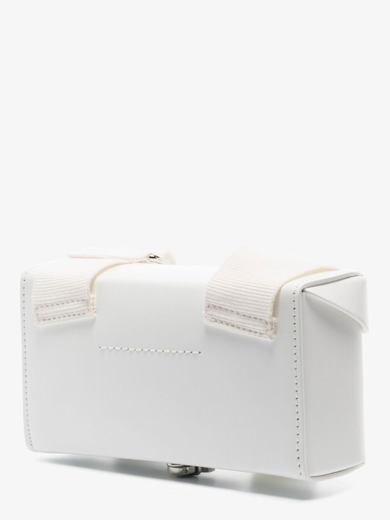 White Toolbox Small Leather Cross Body Bag