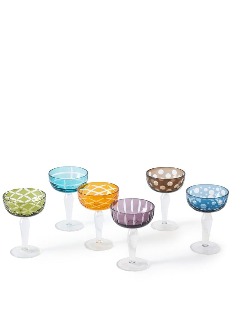Multicolour Cuttings Coupe Glass Set