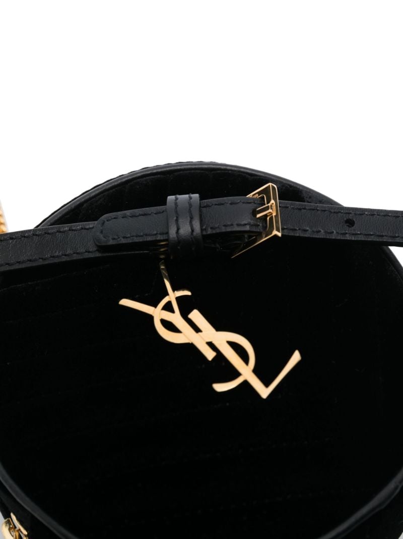 Black Logo Plaque Velvet Cross Body Bag