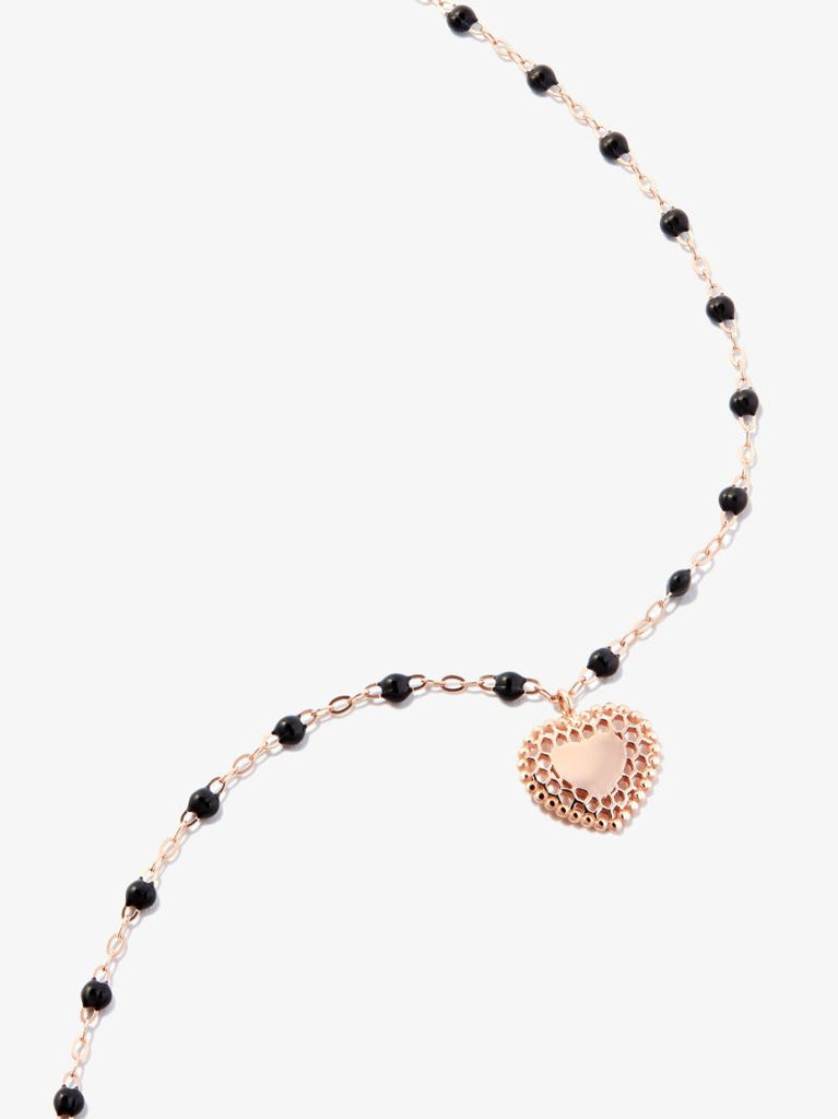 18k Rose Gold Heart Enamel Pendant Necklace