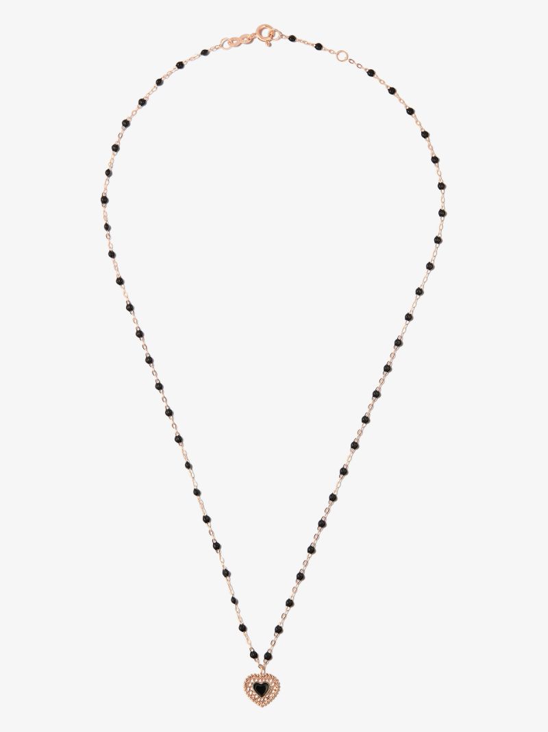 18k Rose Gold Heart Enamel Pendant Necklace