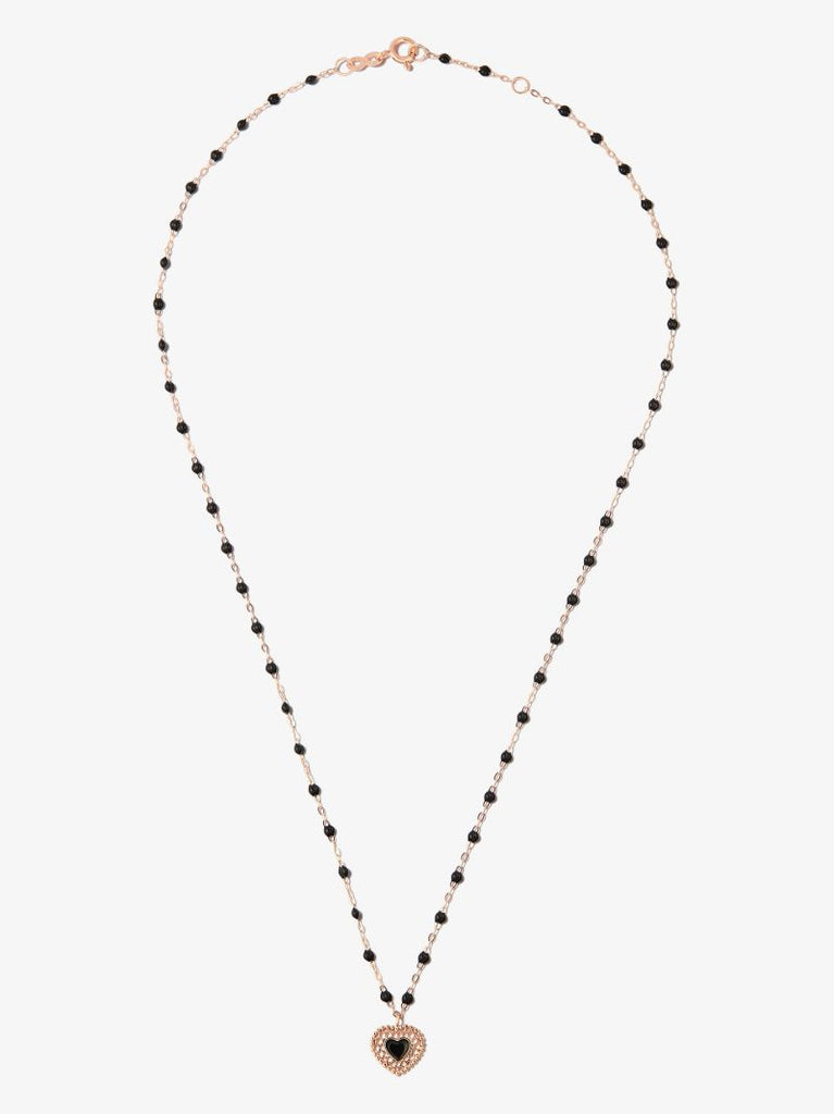18k Rose Gold Heart Enamel Pendant Necklace