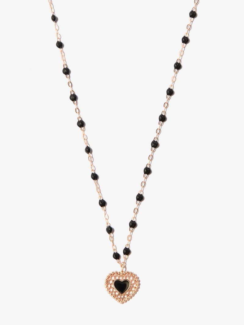 18k Rose Gold Heart Enamel Pendant Necklace