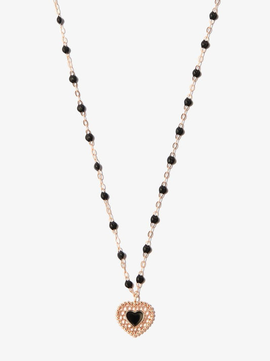 18k Rose Gold Heart Enamel Pendant Necklace