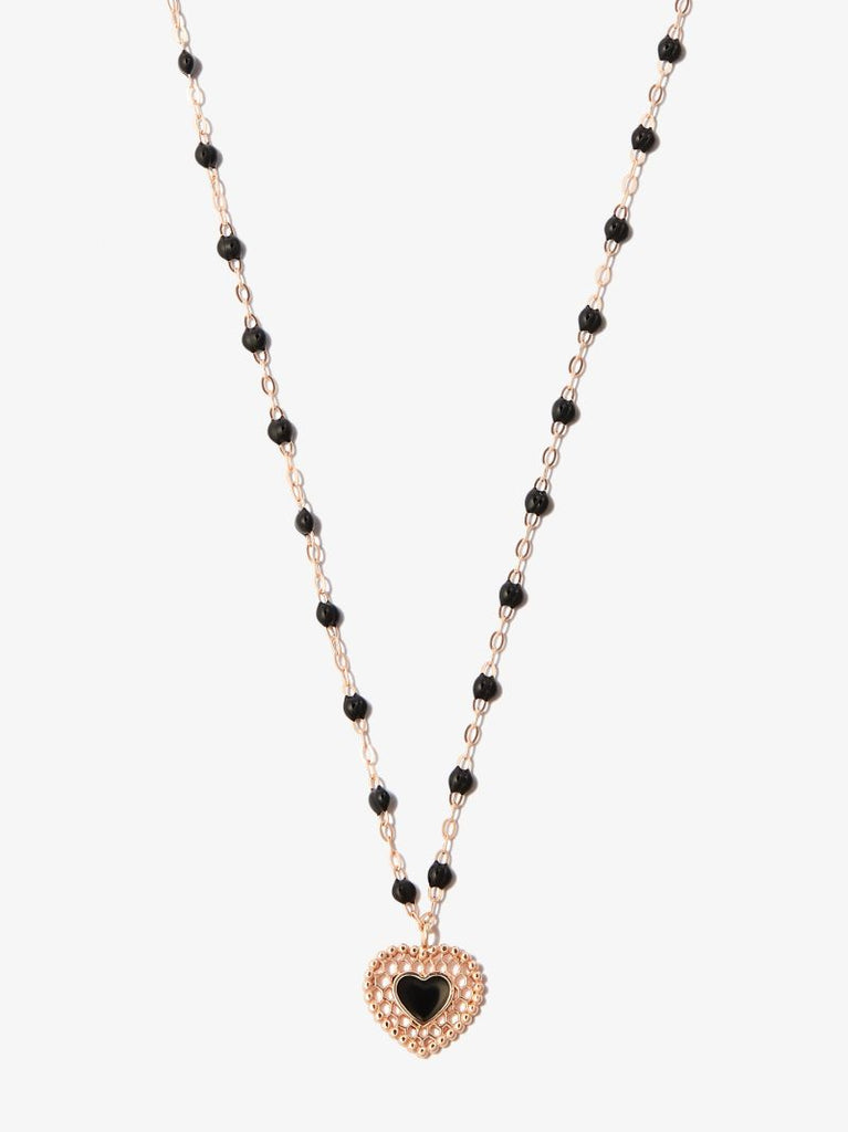 18k Rose Gold Heart Enamel Pendant Necklace