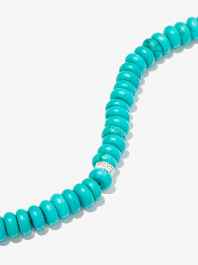 14k Yellow Gold Turquoise Diamond Beaded Bracelet