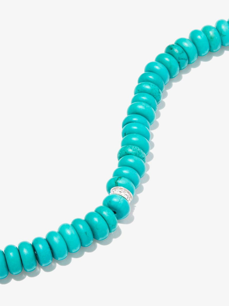 14k Yellow Gold Turquoise Diamond Beaded Bracelet