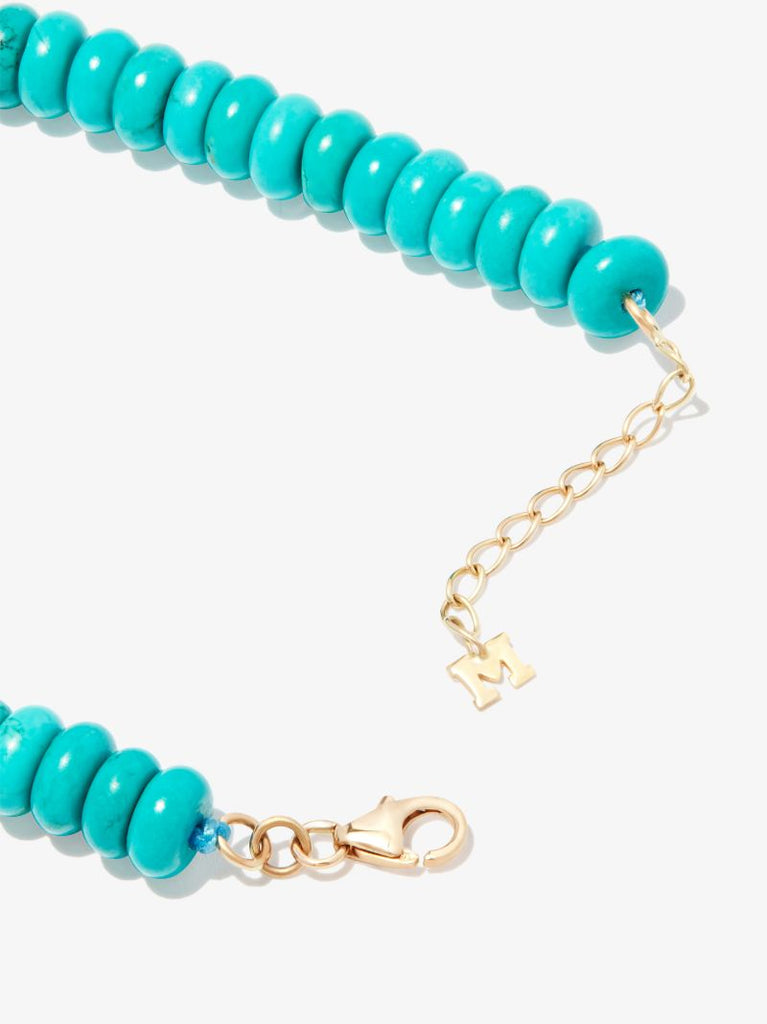14k Yellow Gold Turquoise Diamond Beaded Bracelet