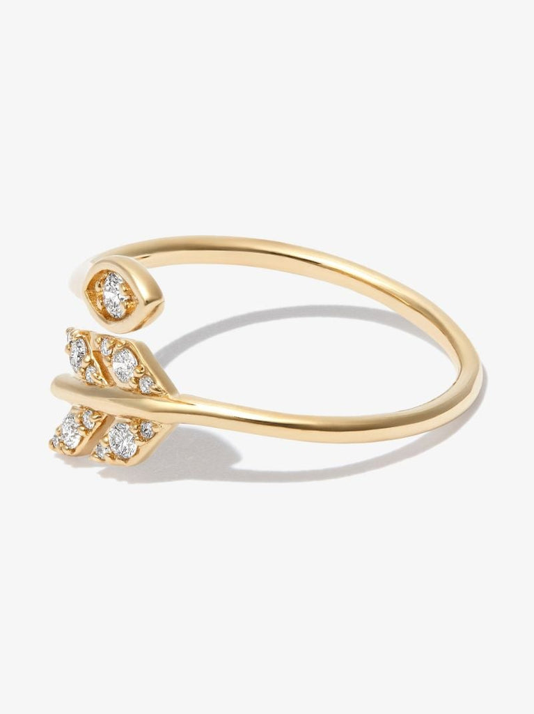 14k Yellow Gold Marquise Eye Arrow Diamond Ring