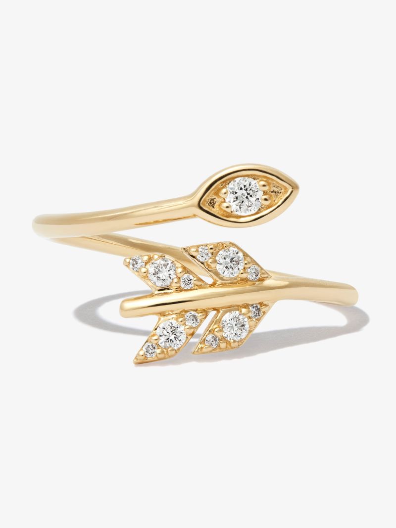 14k Yellow Gold Marquise Eye Arrow Diamond Ring