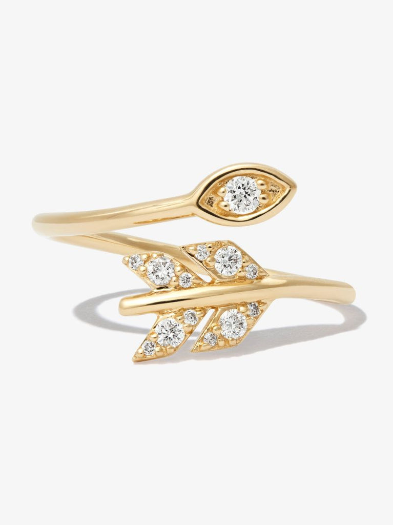 14k Yellow Gold Marquise Eye Arrow Diamond Ring
