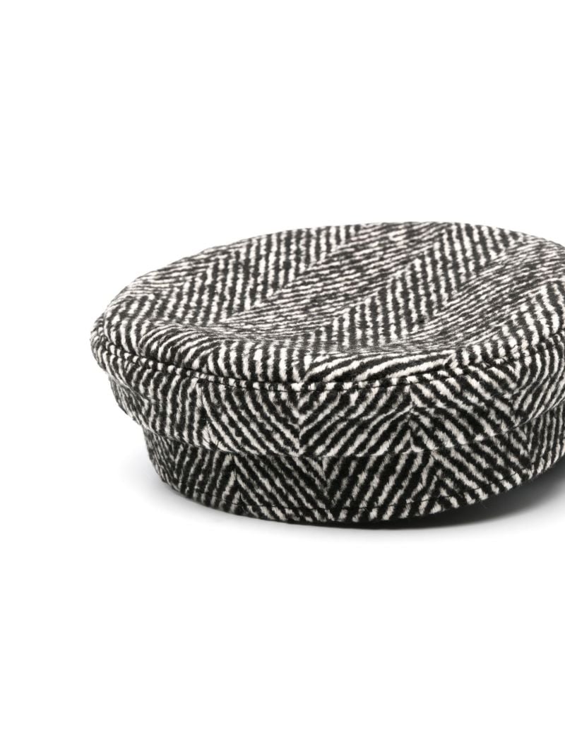 Black Herringbone Baker Boy Hat