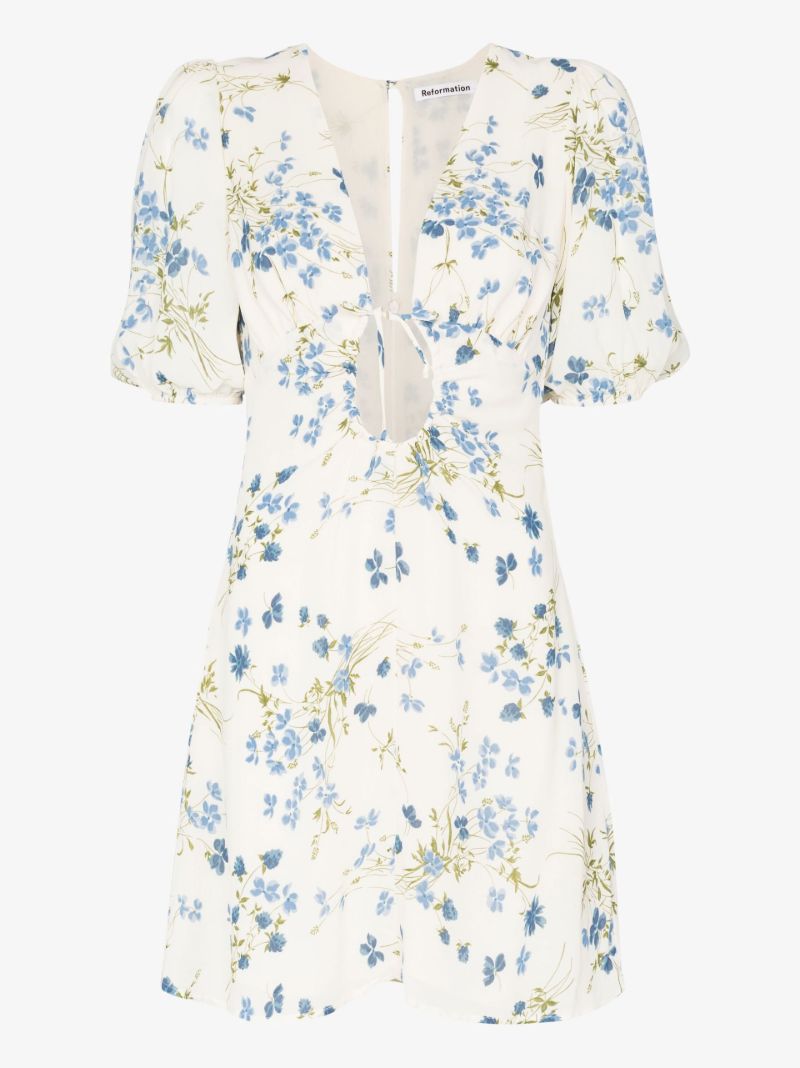 Neutral Cressida Floral Cut-out Mini Dress