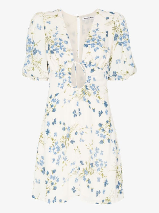 Neutral Cressida Floral Cut-out Mini Dress