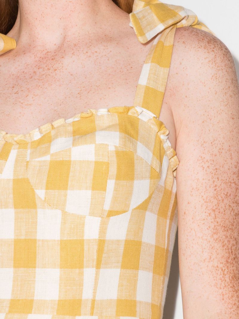 Yellow Desiree Gingham Linen Mini Dress