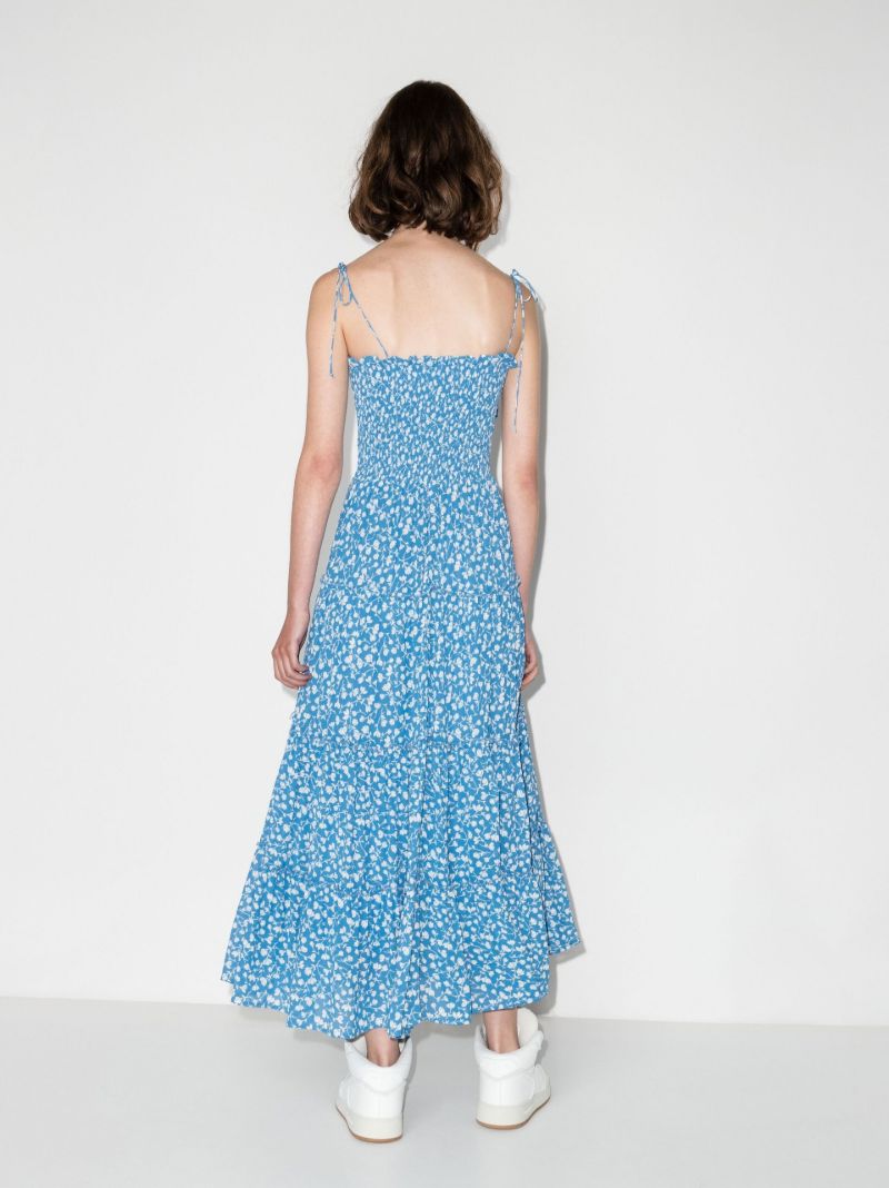 Nira Floral Print Tiered CrÃ_x0083_Âªpe Midi Dress
