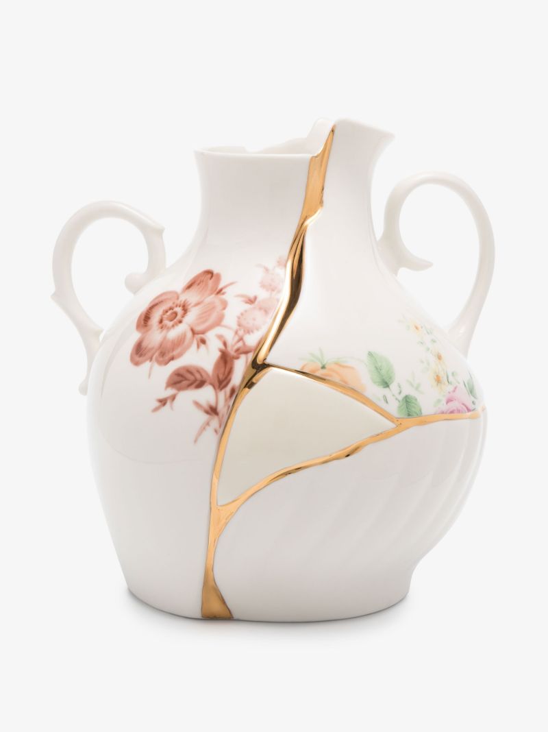 White Kintsugi Small Porcelain Vase