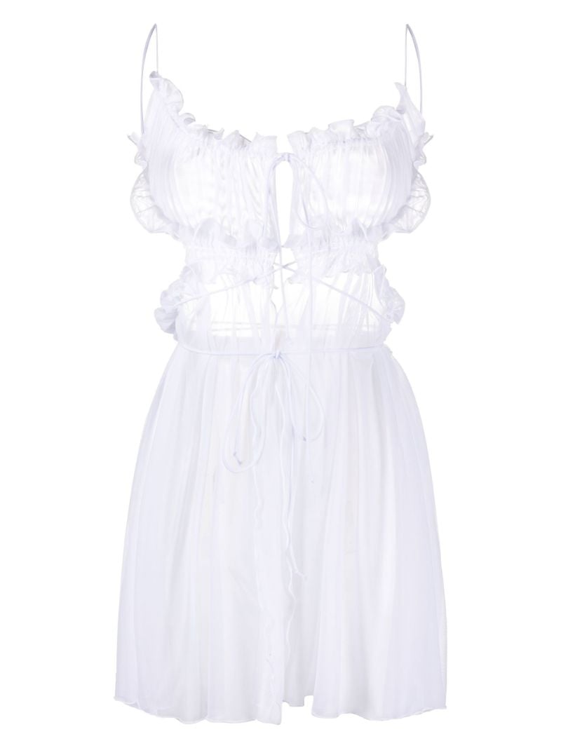 White Radicchio Sheer Babydoll Dress
