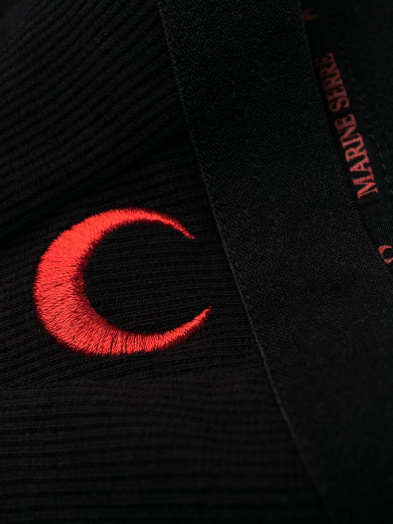 Black Logo Embroidered Ribbed Bra