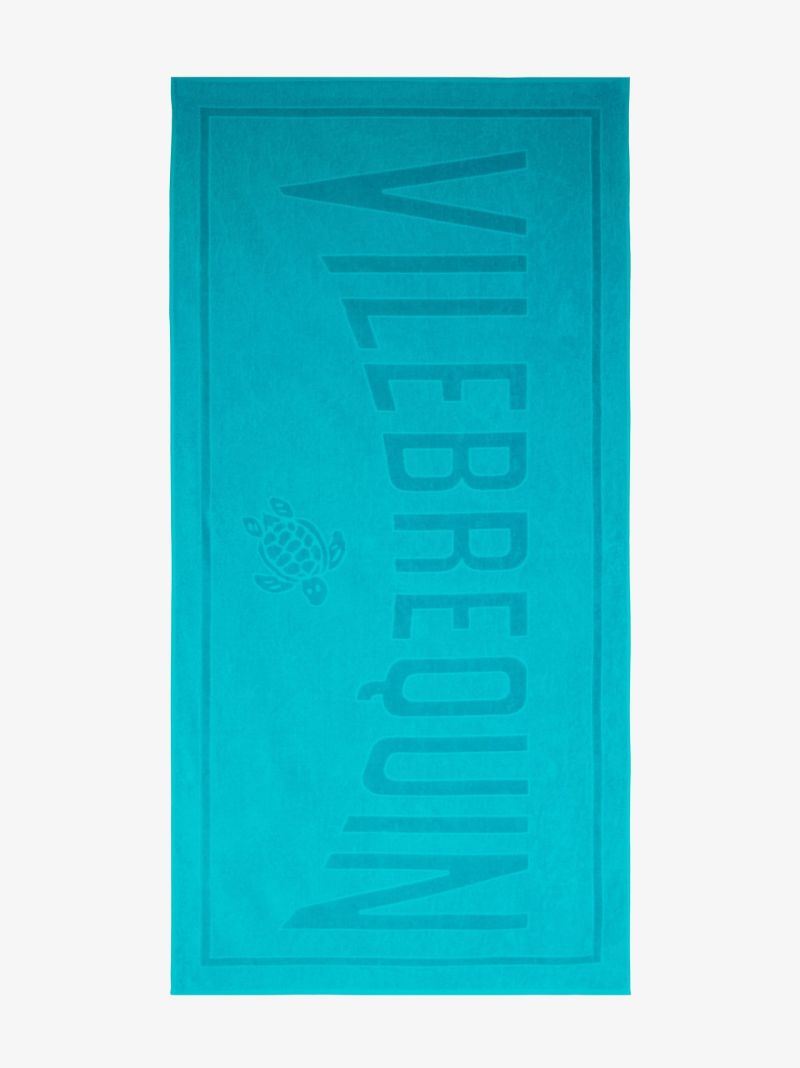 Blue Jacquard Logo Cotton Beach Towel