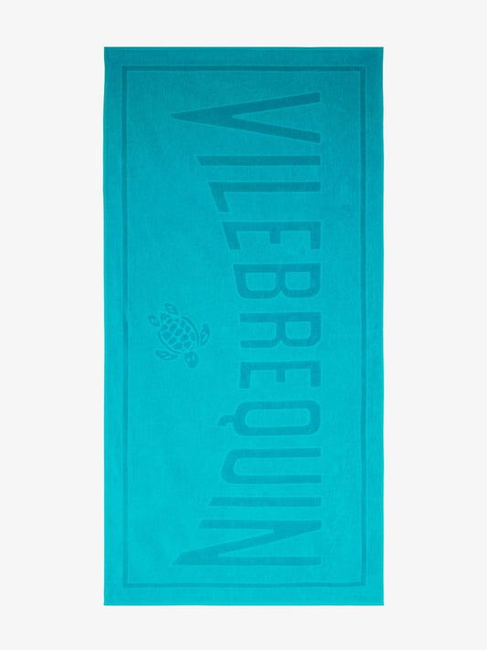 Blue Jacquard Logo Cotton Beach Towel