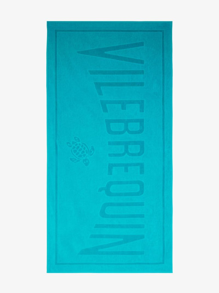 Blue Jacquard Logo Cotton Beach Towel