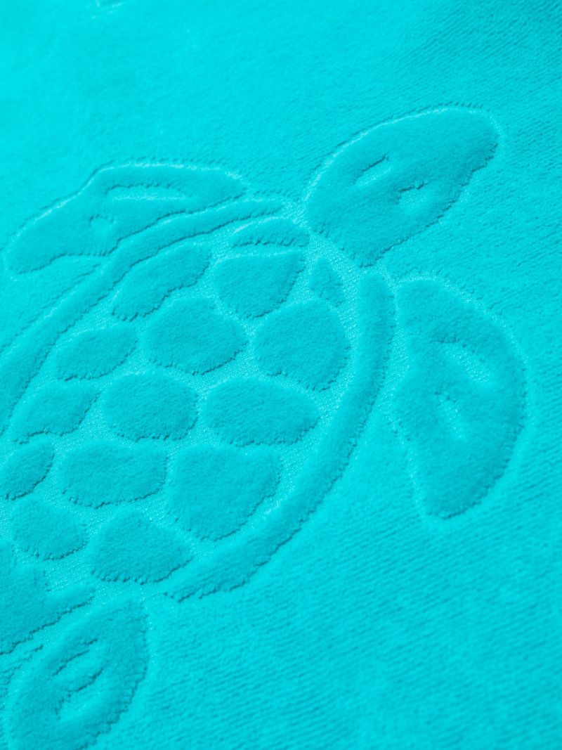 Blue Jacquard Logo Cotton Beach Towel