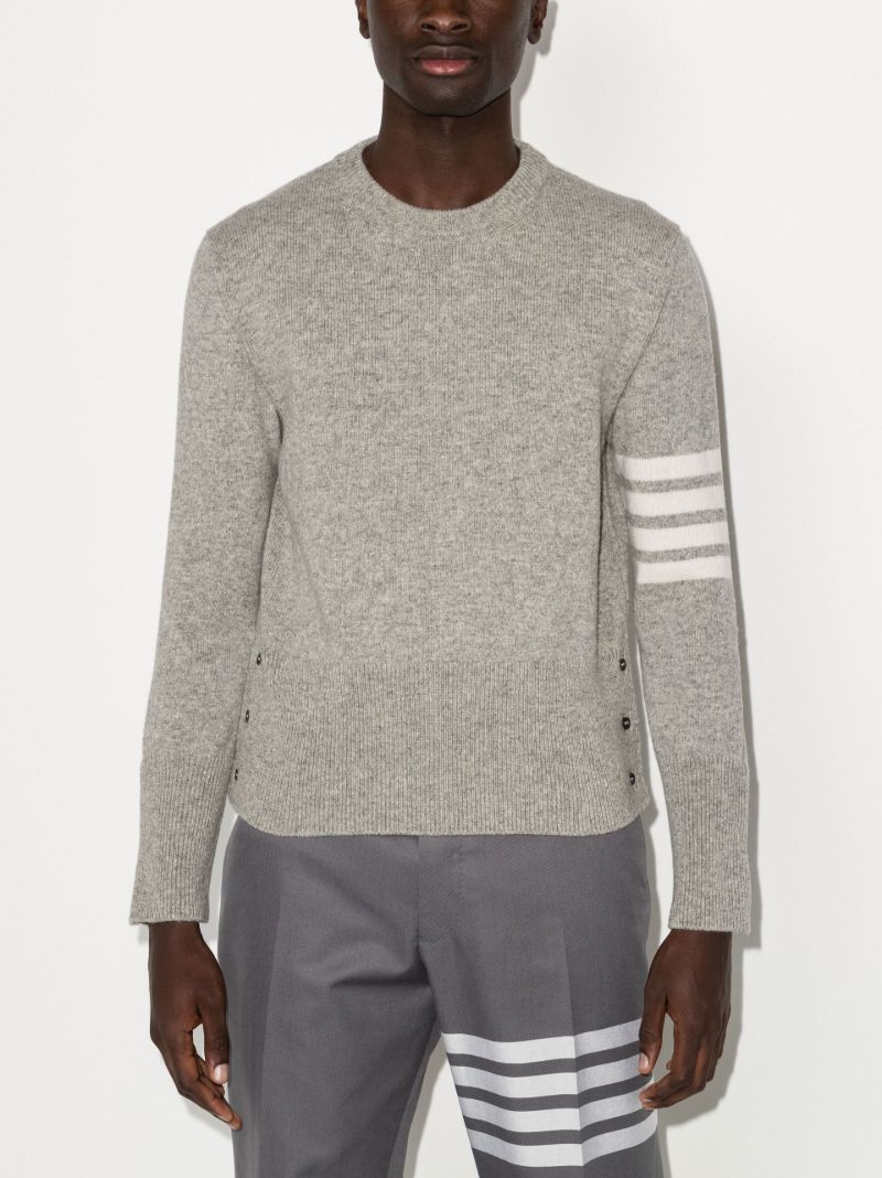 Grey 4-bar Stripe Wool Sweater