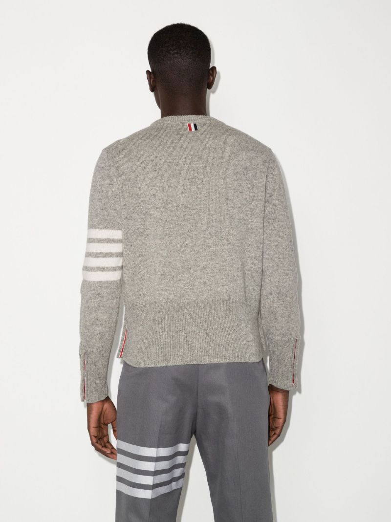 Grey 4-bar Stripe Wool Sweater
