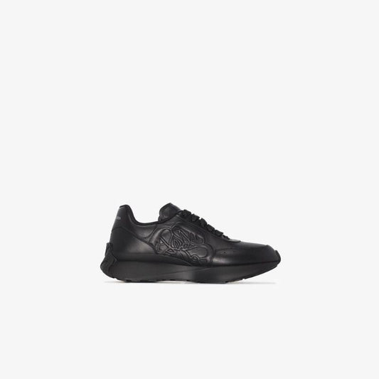 Black Sprint Runner Low Top Leather Sneakers