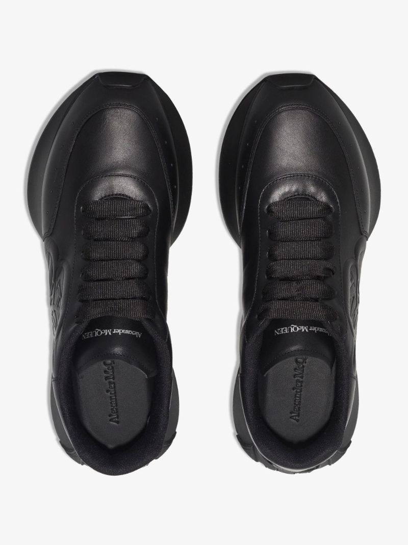 Black Sprint Runner Low Top Leather Sneakers