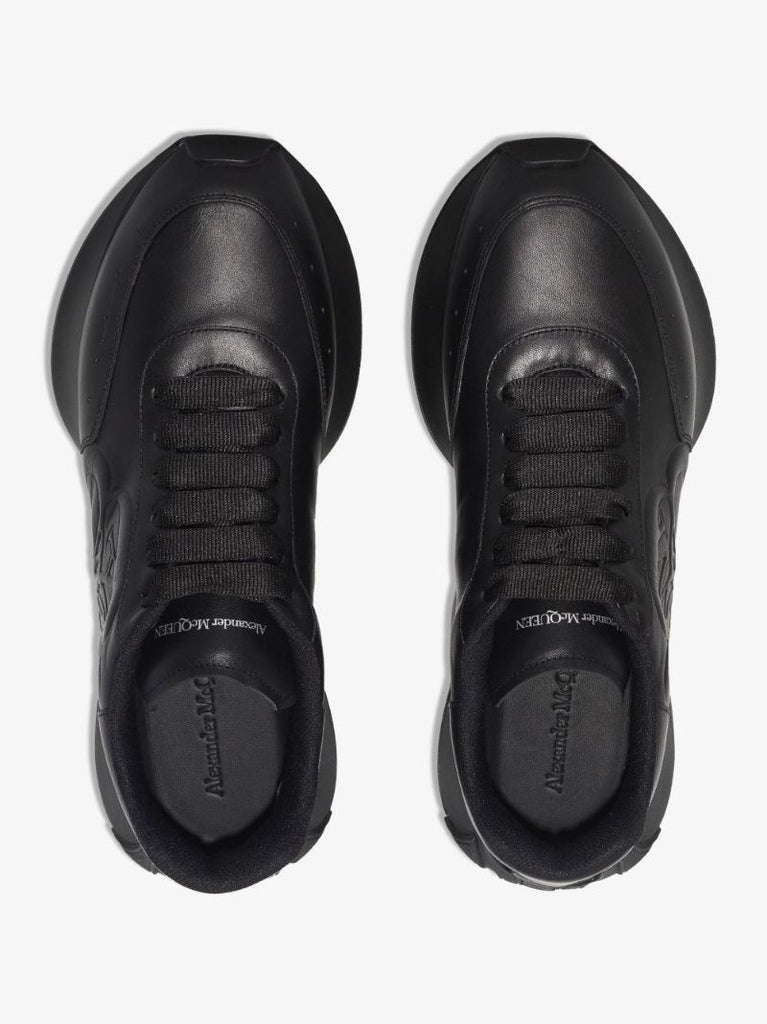Black Sprint Runner Low Top Leather Sneakers