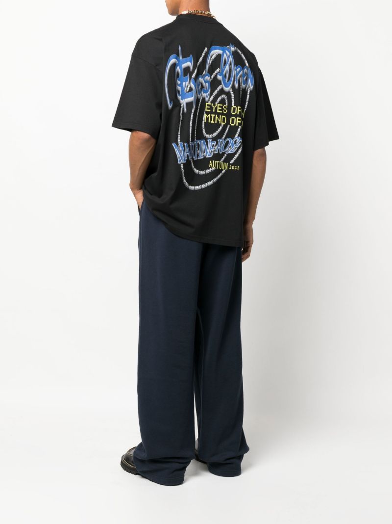 Black Eyes Open Print Cotton T-shirt