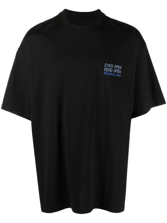 Black Eyes Open Print Cotton T-shirt