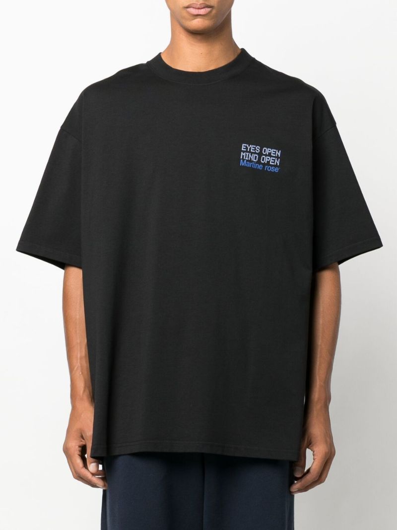 Black Eyes Open Print Cotton T-shirt
