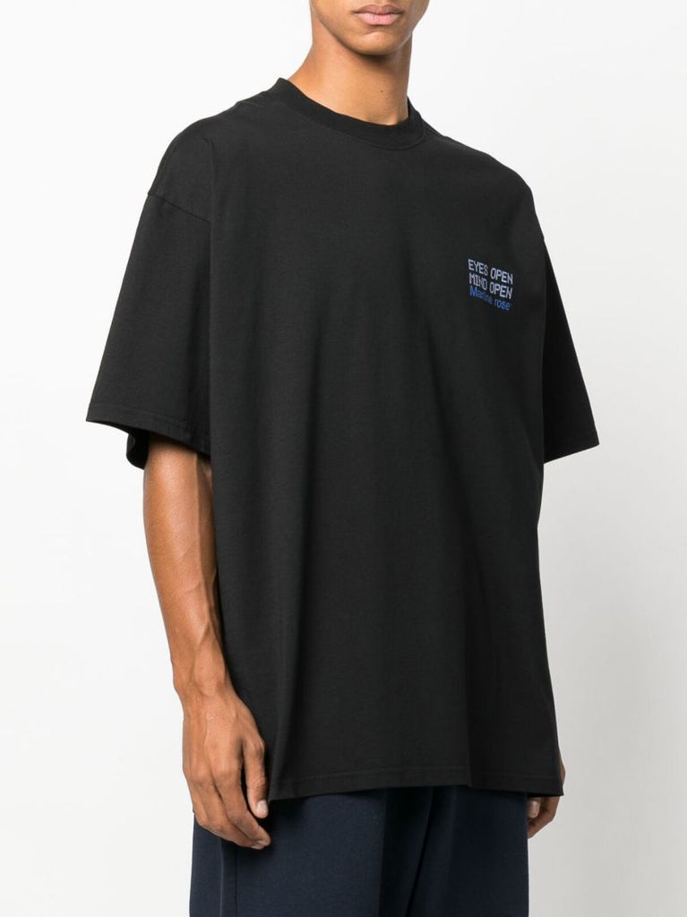 Black Eyes Open Print Cotton T-shirt