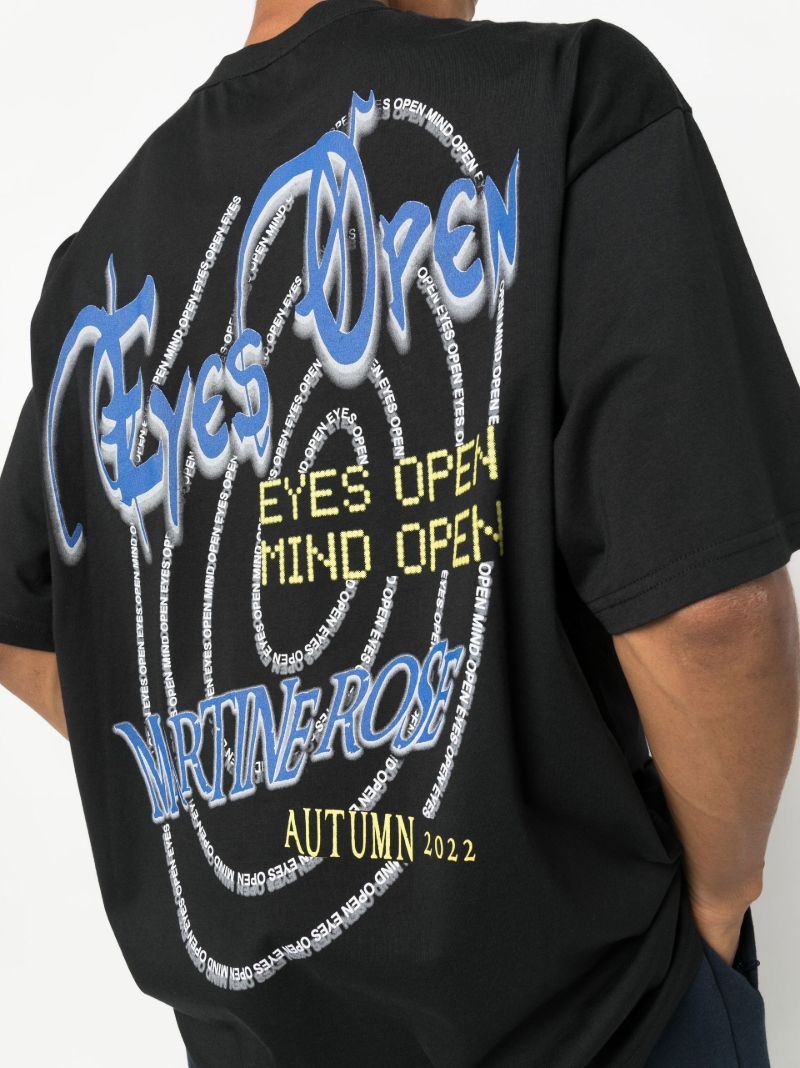 Black Eyes Open Print Cotton T-shirt