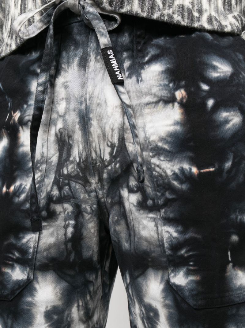 Black Tie-dye Drawstring Trousers