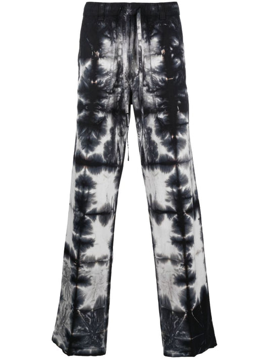 Black Tie-dye Drawstring Trousers
