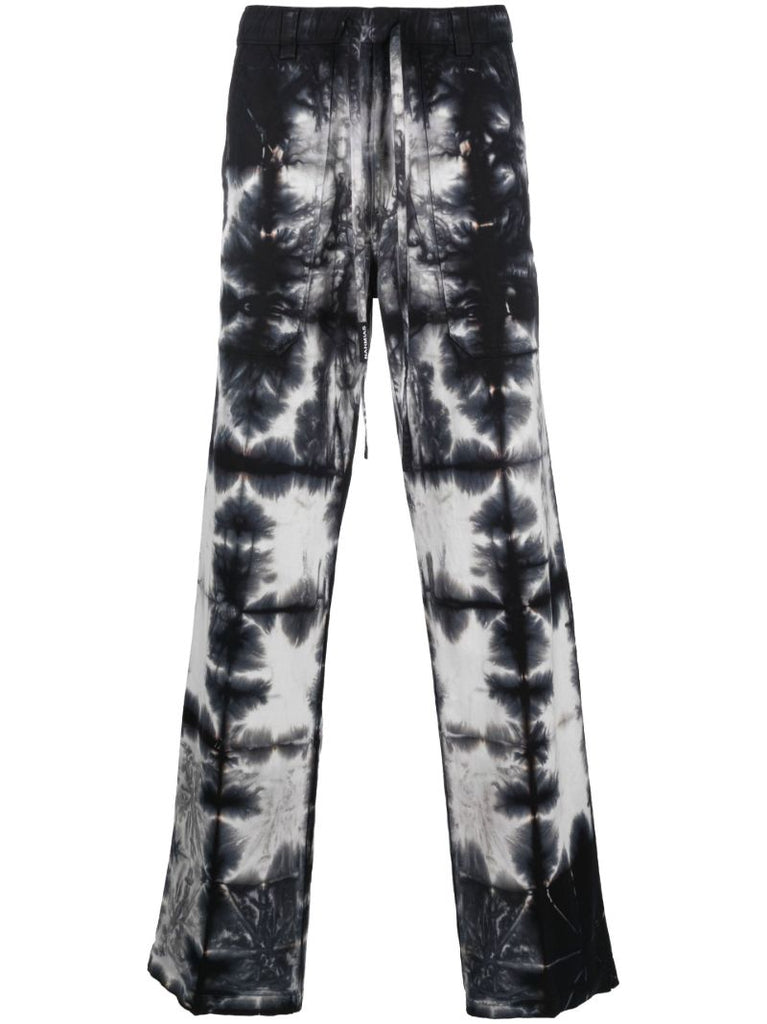 Black Tie-dye Drawstring Trousers
