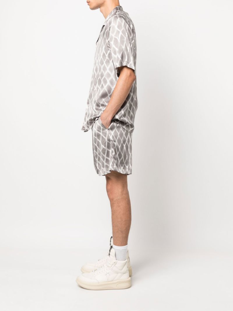 Grey Swish Printed Silk Shorts