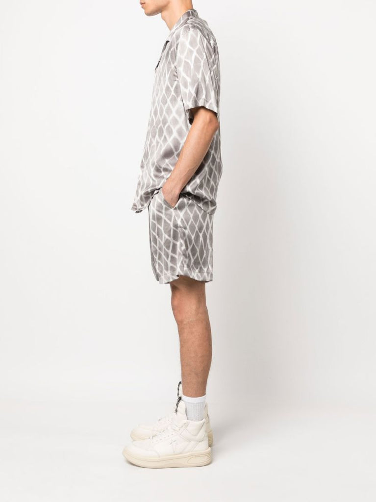 Grey Swish Printed Silk Shorts