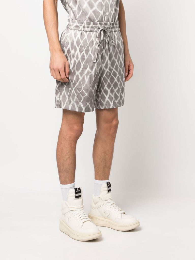 Grey Swish Printed Silk Shorts