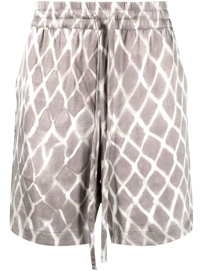 Grey Swish Printed Silk Shorts