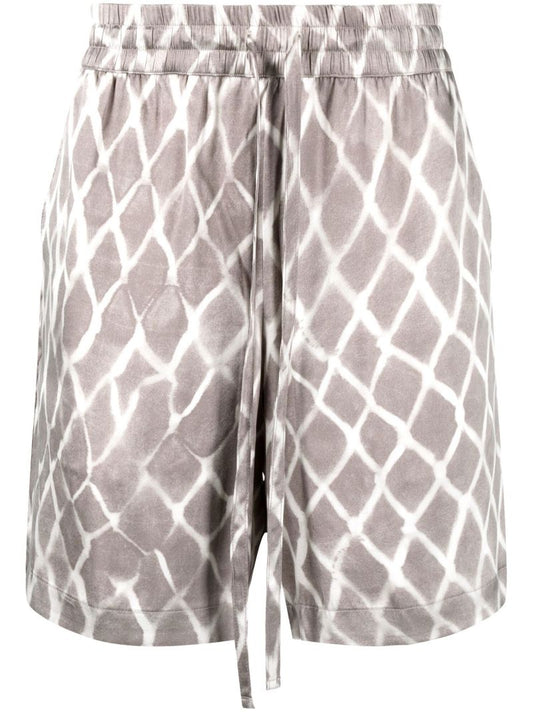 Grey Swish Printed Silk Shorts