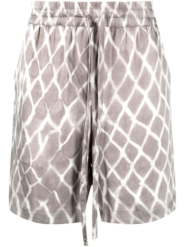Grey Swish Printed Silk Shorts