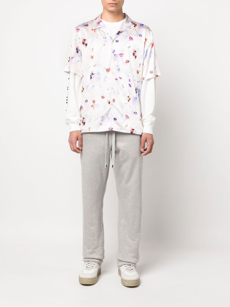 White Mushroom Print Silk Shirt