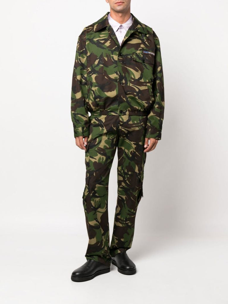 Green Camouflage Print Cargo Trousers