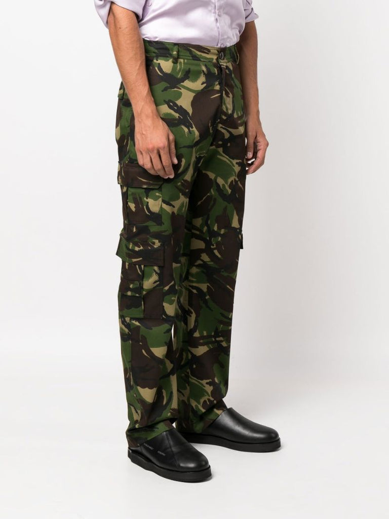 Green Camouflage Print Cargo Trousers